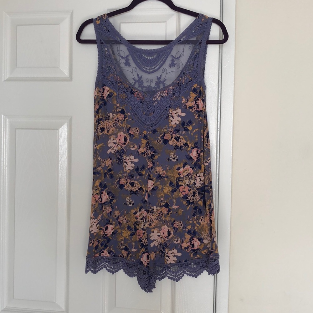 Worn twice SPRING purple floral romper